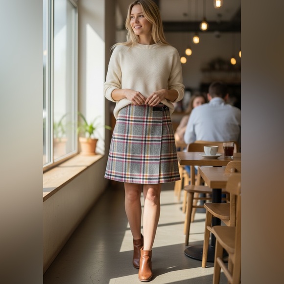 Boden Dresses & Skirts - Boden Faye Tweed Kilt Skirt 100% wool plaid pattern side buckle EUC Sz 12 preppy